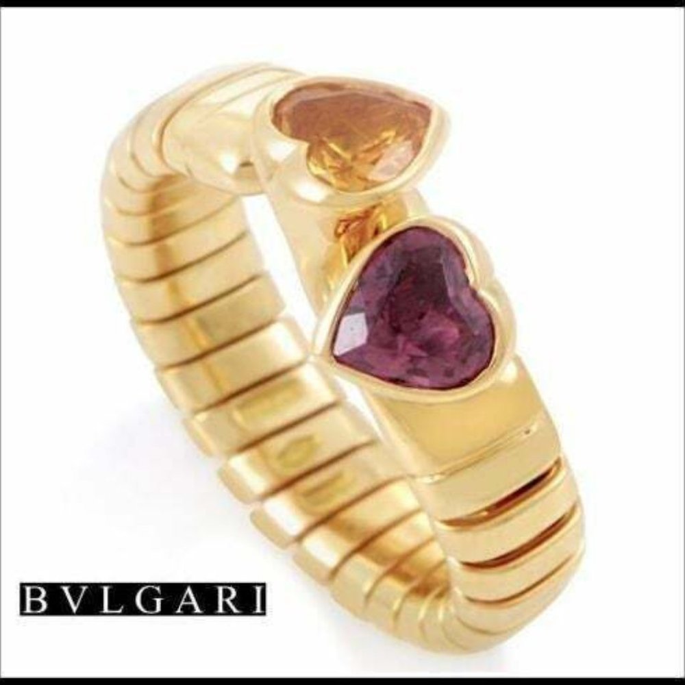 Bvlgari 18k Yellow Gold Citrine, Tourmaline Ring